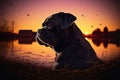 Serene sunset meets pug dog silhouette a digital illustrations magic