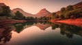 Serene Sunset at Mountain Lake