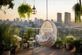 Serene Sunset Oasis: A Stylish Rooftop Garden in the Urban Landscape