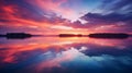 Serene sunset over a calm lake. Ai Generated.NO.03