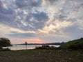 Serene Sunset Over Dempok Lake East Java Royalty Free Stock Photo