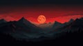 Serene Sunset Over the Majestic Mountains AI Generated