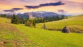 serene sunset over rural field Royalty Free Stock Photo