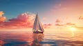 Serene Sunset: A Romantic Sailboat In The Ivory Sea
