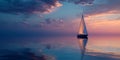 Serene Sunset Sailboat A Captivating Seascape Royalty Free Stock Photo