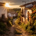 Serene Sunset in Spanish Village Royalty Free Stock Photo