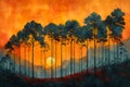 Serene Sunset Trees: A Majestic Scene