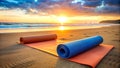 Serene Sunset Yoga Mat Stroll A Vibrant Tapestry of Hues AI Generated