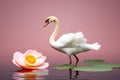 Serene Swan with Delicate Flowers Portrait. Generative AI Illustration