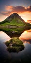 Scottish Landscape: Mountain At Sunset Reflected In Water