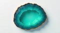 Serene teal agate geode with gilded edge, a stunning natural formation displayed on a smooth surface. Generative AI Royalty Free Stock Photo