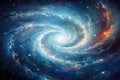 The Serene And Tranquil Beauty Of Distant Galaxy, Its Spiral Arms Filled With Stars. Generative AI