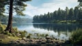 Glen Of A Lake: A Hyper-realistic Xbox 360 Graphics Scene Royalty Free Stock Photo