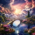 Serene and tranquil scene capturing drifting dreams in a celebration