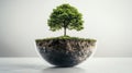 A serene tree grows on a floating island, symbolizing nature, sustainability, and environmental harmony Royalty Free Stock Photo