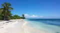 A serene tropical beach scene with a clear horizon, showcasing the sky blending into white sand Royalty Free Stock Photo