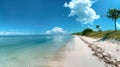 A serene tropical beach scene with a clear horizon, showcasing the sky blending into white sand Royalty Free Stock Photo