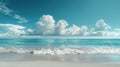 A serene tropical beach scene with a clear horizon, showcasing the sky blending into white sand Royalty Free Stock Photo