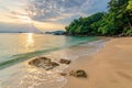 Serene Tropical Beach Sunset, Tranquil Nature Scene Royalty Free Stock Photo