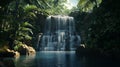 Serene Tropical Waterfall in Lush Greenery Royalty Free Stock Photo