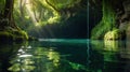 Hidden Paradise: A Serene Cenote with Lush Greenery and Crystal-Clear Water Royalty Free Stock Photo