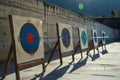 Empty Olympic Archery Range with Targets Royalty Free Stock Photo
