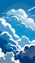 A blue sky with clouds cartoon drawing artwork vector ai generated Royalty Free Stock Photo