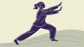 Person Practicing Tai Chi Vector, Wellness & Harmony, vector design Generative AI Royalty Free Stock Photo