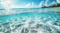 Beautiful sandy beaches background with crystal clear waters of the sea and the lagoon Royalty Free Stock Photo