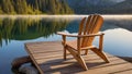 A serene view of Lake Alice with a wooden chair over the dock Royalty Free Stock Photo