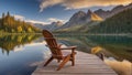 A serene view of Lake Alice with a wooden chair over the dock Royalty Free Stock Photo