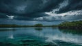 Serene Lagoon Under Dramatic Storm Cloudscape Royalty Free Stock Photo