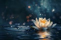 Serene water lily on a mystical moonlit pond Royalty Free Stock Photo