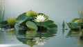 Serene Water Lily Reflection In Tranquil Waters Royalty Free Stock Photo
