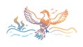 Serene Water Phoenix Vector: Mythical Bird Over Flowing River, vector design Generative AI Royalty Free Stock Photo