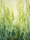 Serene Watercolor Kelp Forest Strands Flowing Gracefully in the Current AI Generated