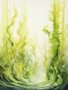 Serene Watercolor Kelp Forest Strands Flowing Gracefully in the Current AI Generated