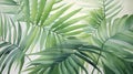 Serene Watercolor Palm Frond Leaves AI Generated