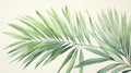 Serene Watercolor Palm Frond Leaves AI Generated