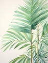 Serene Watercolor Palm Frond Leaves AI Generated