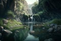 A Serene Waterfall Flowing Gently Into A Calm Pool. Generative AI