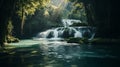 Serene Waterfall In The Jungle: A Beautiful Nature-inspired Image