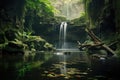 a serene waterfall in lush surroundings