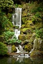 Serene Waterfall at the Portland Japanese Garden Royalty Free Stock Photo