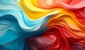 Serene Waves of Color Abstract Layers of Soft Reds Yellows and Blues in a Fluid Harmonious Motion Royalty Free Stock Photo