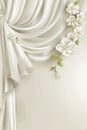 A serene wedding backdrop with white drapes, enhancing the romantic atmosphere of the ceremony with soft elegance Royalty Free Stock Photo