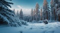 Winter Wonderland: Lone Squirrel in Snowy Coniferous Forest Royalty Free Stock Photo