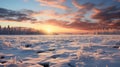 Serene Winter Landscape: Frozen Lake At Sunset In Rural Finland Royalty Free Stock Photo