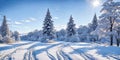 A serene winter landscape, picturesque panorama. Generative AI