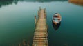 Serene Winter Morning by the Lake With a Lone Boat Royalty Free Stock Photo